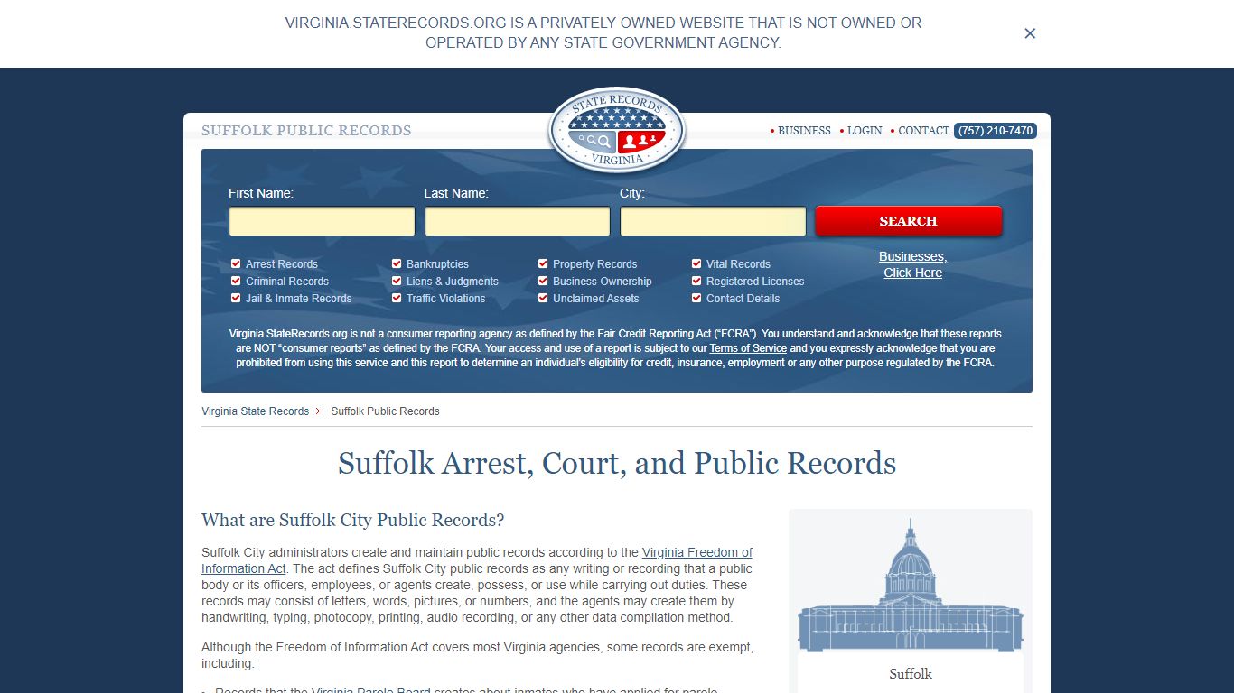 Suffolk Arrest and Public Records | Virginia.StateRecords.org